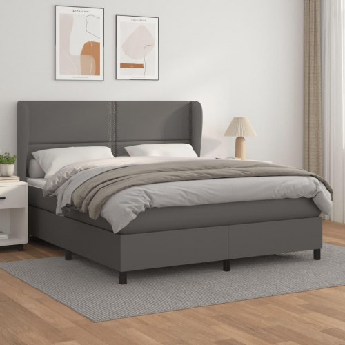 Kontinentalseng 180x200 cm med madras - kunstlæder, grå