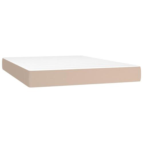 Kontinentalseng LED-lys 140x190 cm kunstlæder cappuccinofarvet