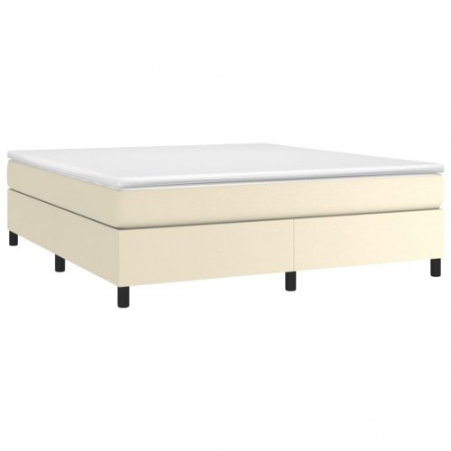Boxspring sengeramme 160x200 cm i kunstlæder - cremefarvet