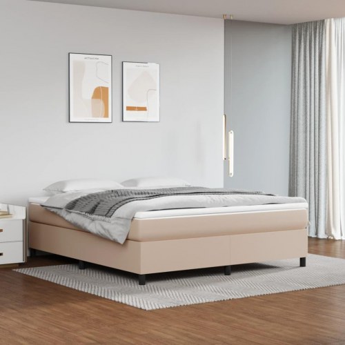 Sengeramme 180x200 cm kunstlæder cappuccinofarvet