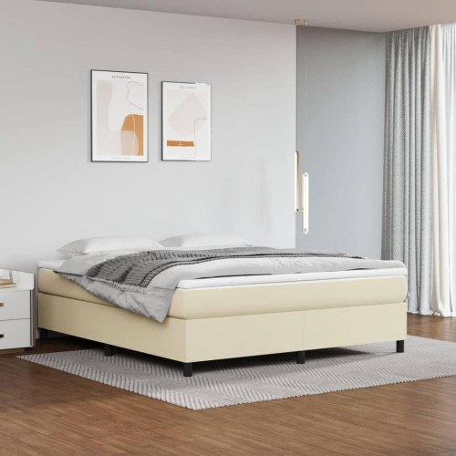 Sengeramme 180x200 cm kunstlæder cremefarvet