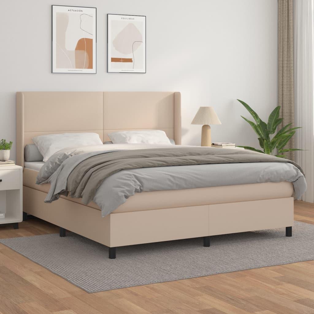 vidaXL kontinentalseng 180x200 cm kunstlæder cappuccinofarvet