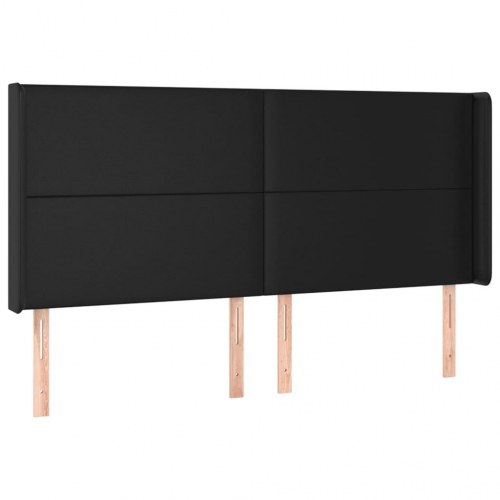 Kontinentalseng med LED-lys 160x200 cm - kunstlæder, sort