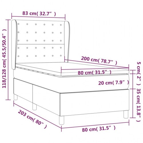 Kontinentalseng 80x200 cm i kunstlæder - cappuccino