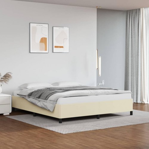 Sengeramme 180x200 cm i cremefarvet kunstlæder