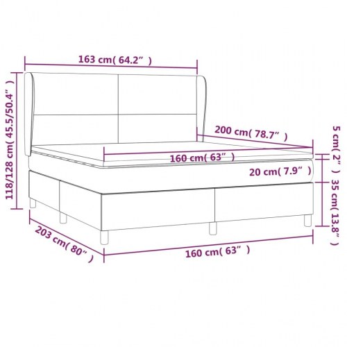 Kontinentalseng 160x200 cm i hvidt kunstlæder med justerbar sengegavl