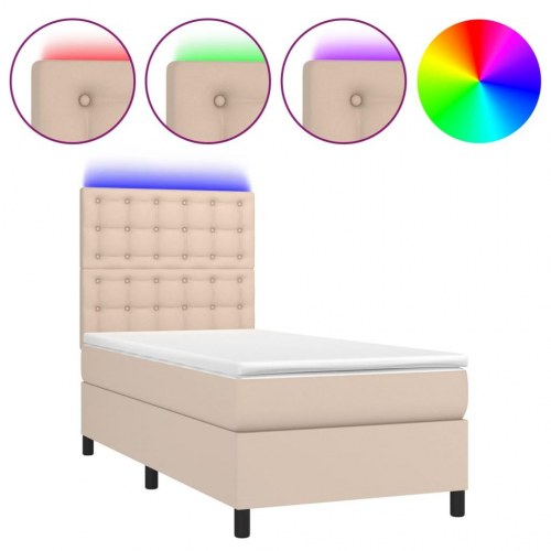 Kontinentalseng med LED-lys 80×200 cm - kunstlæder, cappuccino