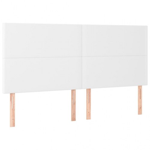Kontinentalseng 180x200 cm i hvidt kunstlæder med LED-lys