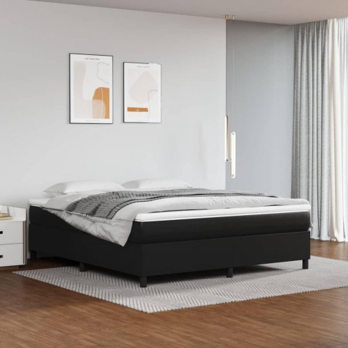 Boxspring sengeramme 180×200 cm i sort kunstlæder