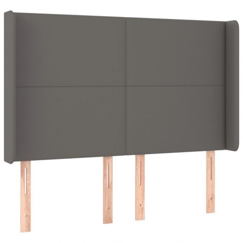 Kontinentalseng med LED-lys 140×190 cm - kunstlæder, grå