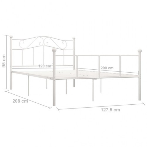 Sengestel 120x200 cm metal hvid