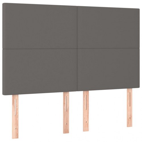 Kontinentalseng med madras 140×190 cm - kunstlæder, grå