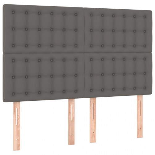 Kontinentalseng med madras 140x190 cm - kunstlæder, grå