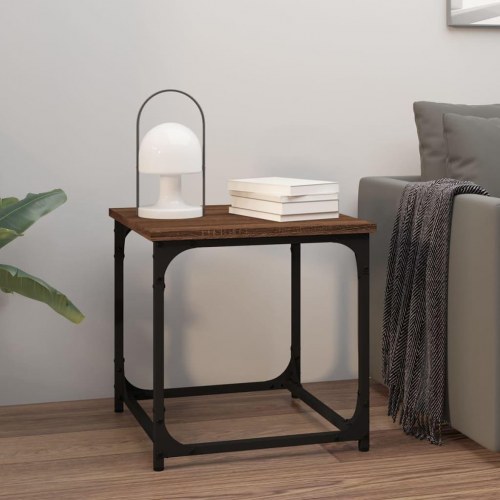 Sidebord 40 × 40 × 40 cm i konstrueret træ - brun egetræ, industrielt sofabord