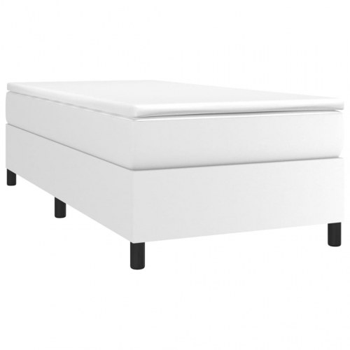Boxspring sengeramme 90x190 cm i kunstlæder - hvid