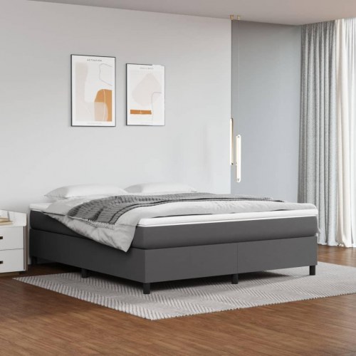 Boxspring sengeramme 180x200 cm i kunstlæder - grå