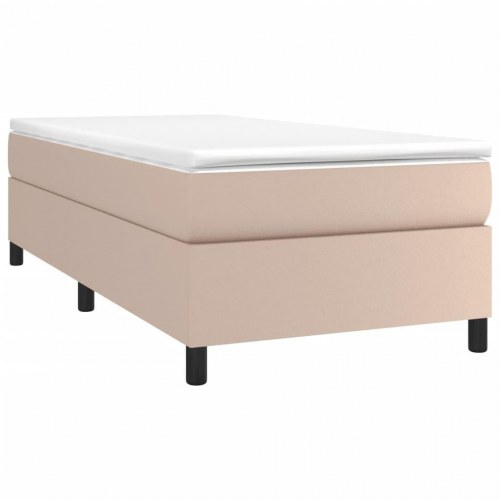 Boxspring sengeramme 90×190 cm i kunstlæder - cappuccino