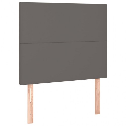 Kontinentalseng med madras 90 × 190 cm - kunstlæder, grå