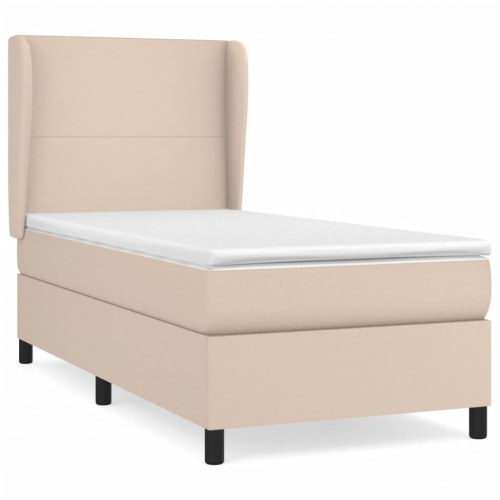Kontinentalseng 90x190 cm i kunstlæder - cappuccino