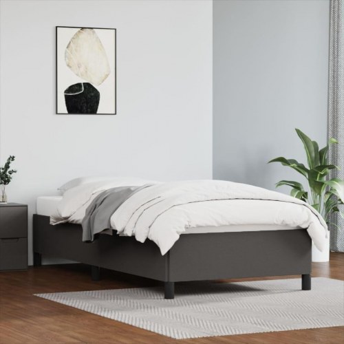 Sengeramme 90 x 190 cm i gråt kunstlæder
