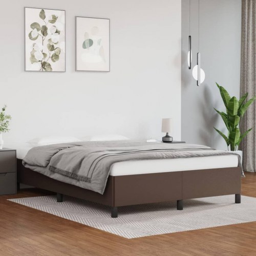 Sengeramme 140x190 cm kunstlæder brun