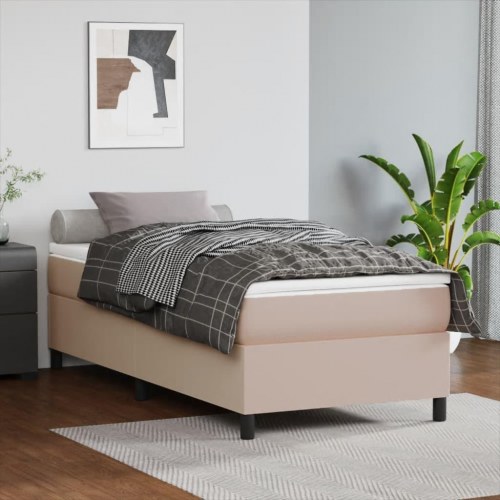 Kontinentalseng 90x190 cm i kunstlæder - cappuccino