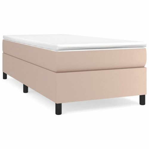 Kontinentalseng 90x190 cm i kunstlæder - cappuccino