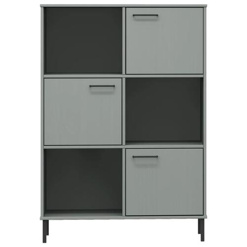 Bogskab med metalben OSLO 90x35x128,5 cm massivt træ grå