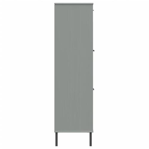 Bogskab med metalben OSLO 90x35x128,5 cm massivt træ grå