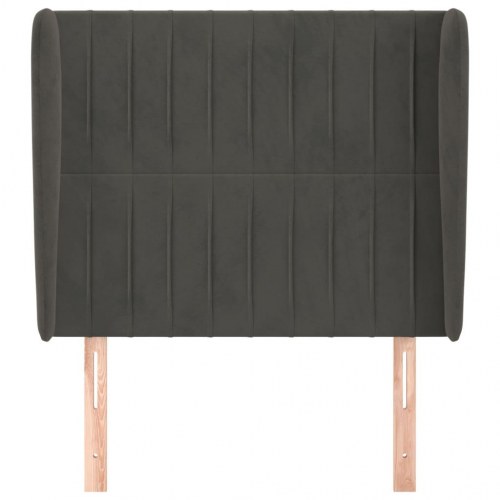 Sengegavl med kanter 103 x 23 x 118/128 cm fløjl mørkegrå