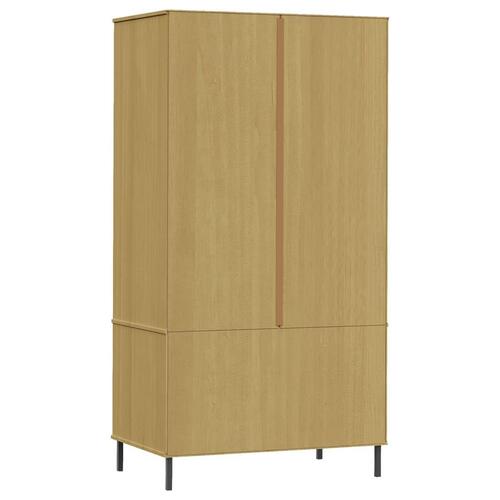 Klædeskab med metalben OSLO 90x55x172,5 cm massivt træ brun