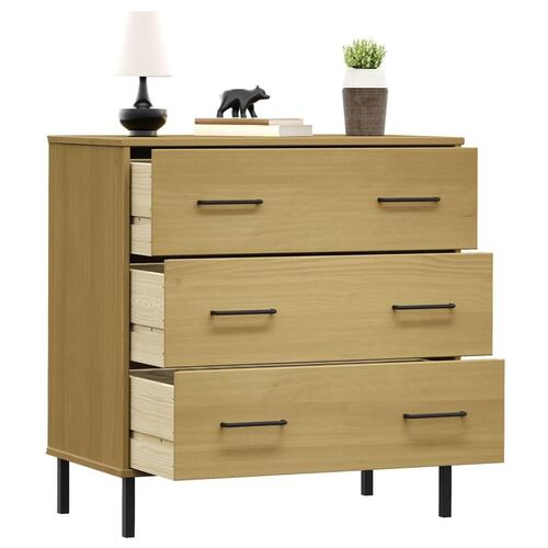 Skænk med 3 skuffer OSLO 77x40x79,5 cm massivt træ brun