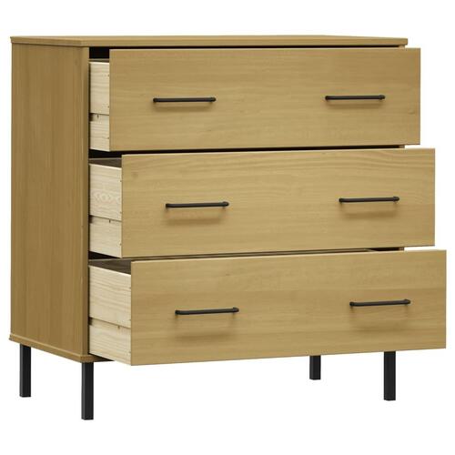 Skænk med 3 skuffer OSLO 77x40x79,5 cm massivt træ brun