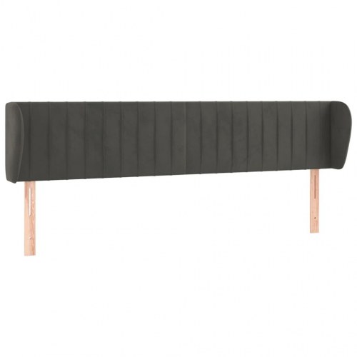 Sengegavl med kanter i fløjl 203 x 23 x 78/88 cm - mørkegrå