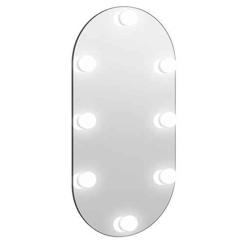 Spejl med LED-lamper 80x40 cm oval glas
