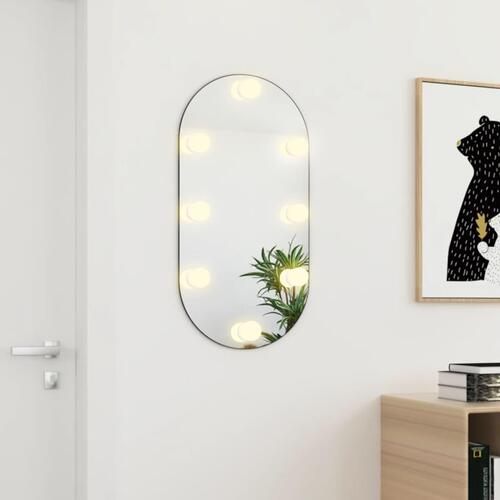 Spejl med LED-lamper 80x40 cm oval glas