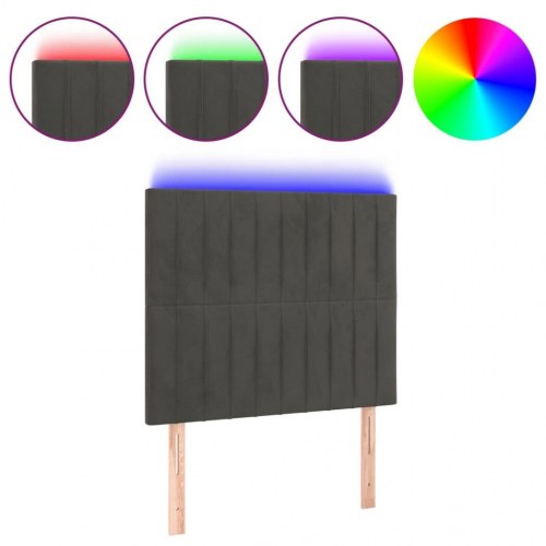 Sengegavl med LED-lys 100 x 5 x 118/128 cm - mørkegrå