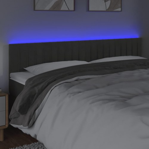 Sengegavl med LED-lys 200 x 5 x 78/88 cm - mørkegrå
