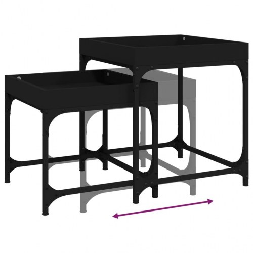 Sideborde 2 stk. konstrueret træ sort