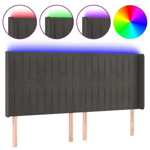 Sengegavl med LED-lys 203 x 16 x 118/128 cm - mørkegrå