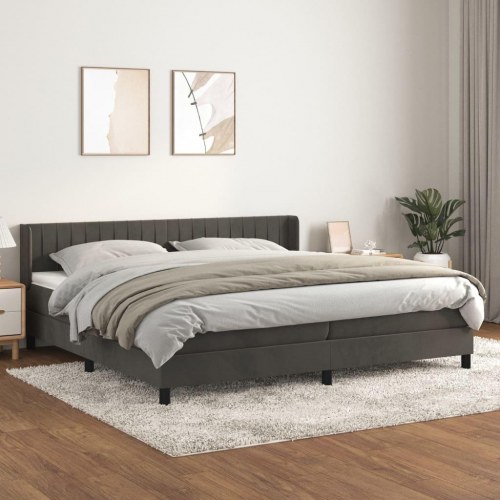 Kontinentalseng med madras 200×200 cm - fløjl, mørkegrå