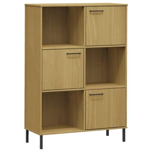 Bogskab med metalben OSLO 90x35x128,5 cm massivt træ brun