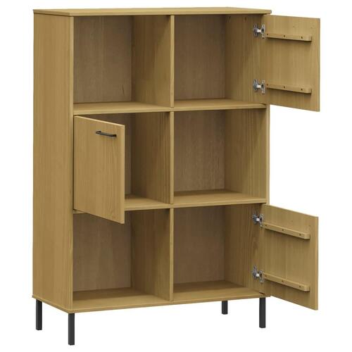 Bogskab med metalben OSLO 90x35x128,5 cm massivt træ brun