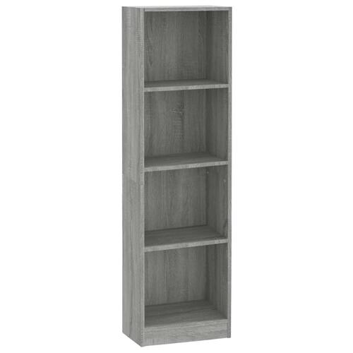 Bogreol m. 4 hylder 40x24x143 cm konstrueret træ grå sonoma-eg