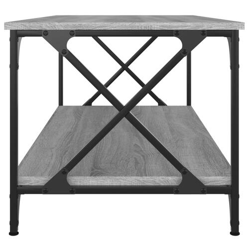 Sofabord 100x50x45 cm konstrueret træ og jern grå sonoma-eg