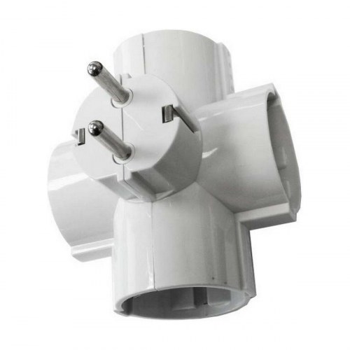 EDM Stikadapter E40066 - firdobbelt EU, 2400 W, 250 V, 16 A, hvid