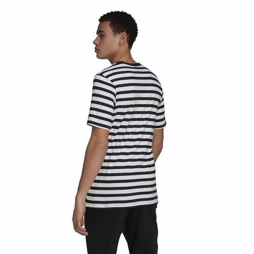 Kortærmet T-shirt til Mænd Essentials Stripey Adidas Embroidered Logo Sort L