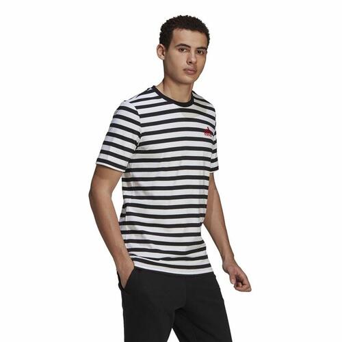 Kortærmet T-shirt til Mænd Essentials Stripey Adidas Embroidered Logo Sort L