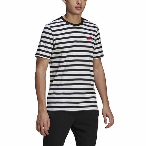 Kortærmet T-shirt til Mænd Essentials Stripey Adidas Embroidered Logo Sort L