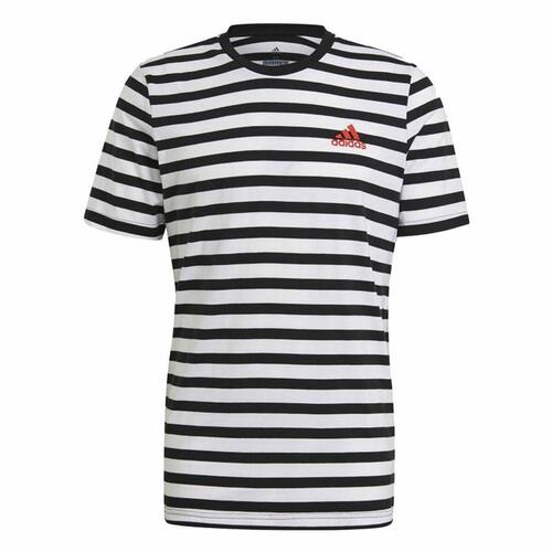 Kortærmet T-shirt til Mænd Essentials Stripey Adidas Embroidered Logo Sort L